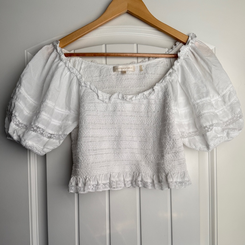 LoveShackFancy Molly Smocked Crop Top